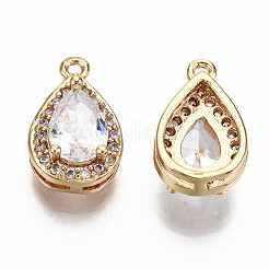 Brass Micro Pave Clear Cubic Zirconia Charms&nbsp;KK-S360-048-NF