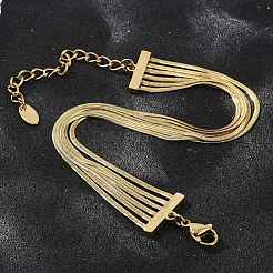304 Stainless Steel Snake Chain Multi-Strand Bracelets For Women&nbsp;BJEW-Z095-01B-G