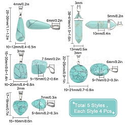 20Pcs 5 Style Dyed Synthetic Turquoise Pendants&nbsp;G-SC0001-76