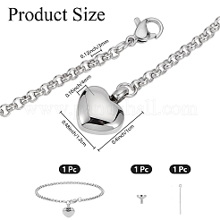 2Pcs Heart Non-Tarnish Stainless Steel Charm Bracelets&nbsp;BJEW-CN0001-23P