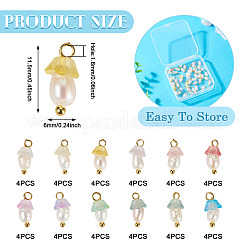 48Pcs 12 Styles Acrylic & Natural Pearl Flower Pendants&nbsp;PALLOY-CW00007