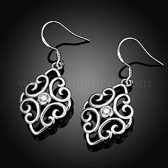 Awesome Design Filigree Rhombus Brass Cubic Zirconia Dangle Earrings&nbsp;EJEW-BB04609