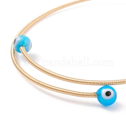 Lampwork Round with Evil Eye Beaded Cuff Bangle&nbsp;BJEW-JB08333-02