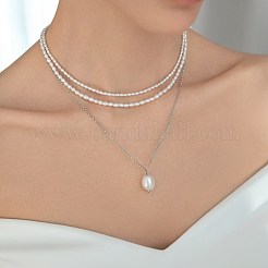 S925 Silver Freshwater Pearl Necklace Elegant Jewelry Set for Formal Occasions&nbsp;EC3448-3