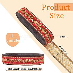 Ethnic Embroidery Polyester Flat Ribbons&nbsp;OCOR-WH0060-38C