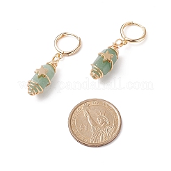 Gemstone Bullet with Star Dangle Hoop Earrings&nbsp;EJEW-JE05003