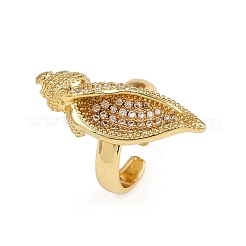 Brass Micro Pave Cubic Zirconia Adjustable Cuff Rings&nbsp;RJEW-C142-01G