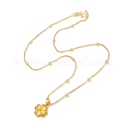 Brass Clover Pendant Box Chain Necklaces&nbsp;NJEW-P324-02G