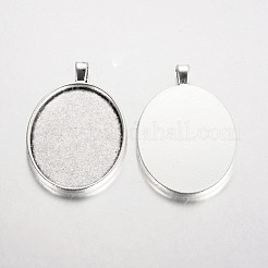 Oval Tibetan Style Alloy Big Pendant Cabochon Settings&nbsp;PALLOY-K109-05AS-RS