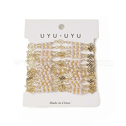 Rack Plating Golden Brass Flat Round with Heart Link Chains&nbsp;CHC-C026-26