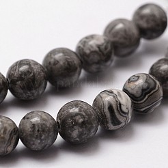 Natural Map Stone/Picasso Stone/Picasso Jasper Beads Strands&nbsp;G-G735-27-8mm