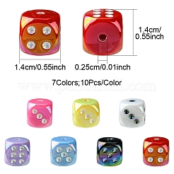 10Pcs UV Plating Rainbow Iridescent Acrylic Enamel Beads&nbsp;SACR-FS0001-32