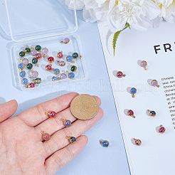 40Pcs 4 Colors 304 Stainless Steel Wrapped Dyed Natural Quartz Round Charms&nbsp;STAS-UN0063-75