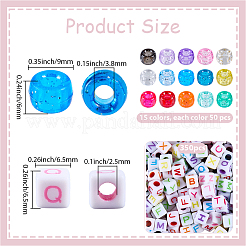 750Pcs 15 Colors Transparent Plastic Beads&nbsp;KY-PA0001-03