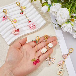 5Pcs Alloy Enamel & Handmade Polymer Clay & Resin Pendant Decorations&nbsp;HJEW-HS00094