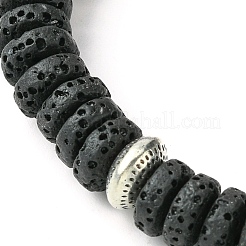 Dyed Natural Lava Rock Flat Round Beaded Stretch Bracelets for Women&nbsp;BJEW-JB09715-02