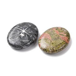 Oval Natural Mixed Gemstone Compass Display Decorations&nbsp;G-G301-02