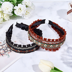 2Pcs 2 Colors Floral Hair Bands Embellishments for Women&nbsp;OHAR-CY0001-19A