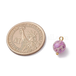 Dyed Natural Imperial Jasper Round Charms with Brass Loops&nbsp;PALLOY-JF04139