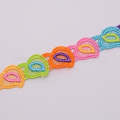 Heart Embroidered Polyester Ribbon&nbsp;OCOR-WH0060-04