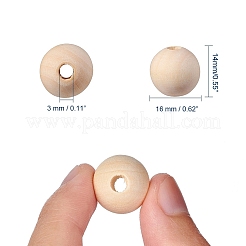 Natural Unfinished Wood Beads&nbsp;WOOD-S651-16mm-LF