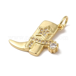Rack Plating Brass Micro Pave Clear Cubic Zirconia Pendants&nbsp;KK-B092-34G
