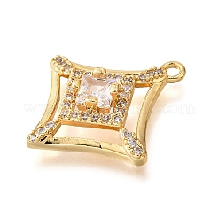 Brass Micro Pave Clear Cubic Zirconia Pendants&nbsp;KK-U065-18G