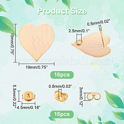 16Pcs Brass Stud Earring Findings&nbsp;KK-DC0001-30