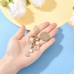 Alloy Rhinestone Butterfly with ABS Plastic Pearl Bead Pendant Decorations&nbsp;KEYC-YW00223