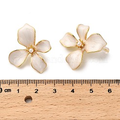Flower Brass Enamel Stud Earrings&nbsp;EJEW-P308-02G-B