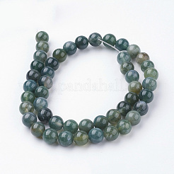 Natural Moss Agate Bead Strands&nbsp;G-G735-62-8mm