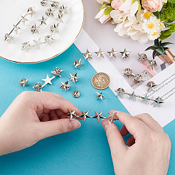 16Pcs 4 Styles Star Zinc Alloy Brooches&nbsp;JEWB-HY0001-41P
