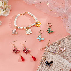 Alloy Enamel Butterfly Pendant Locking Stitch Markers&nbsp;HJEW-AB00006