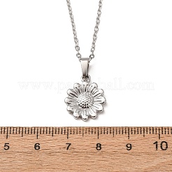 304 Stainless Steel Flower Pendant Cable Chain Necklaces for Men Women&nbsp;NJEW-K308-05E-P