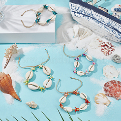 8Pcs 4 Colors Natural Cowrie Shell & Synthetic Turquoise Braided Bead Bracelets for Women&nbsp;BJEW-PH01902