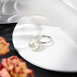1Pc Adjustable Rhodium Plated Sterling Silver Finger Ring Components&nbsp;STER-BBC0006-95P