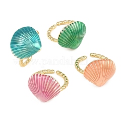Brass Enamel Cuff Open Rings&nbsp;KK-CBA960E-18G