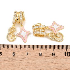 Brass Enamel & Clear Cubic Zirconia European Dangle Charms&nbsp;KK-CBA415D-12G