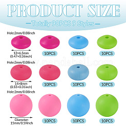 90Pcs 9 Styles Round Silicone Focal Beads&nbsp;SIL-TA0003-56