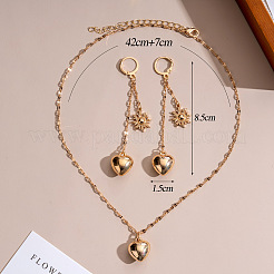 Alloy Heart & Flower Leverback Earrings & Pendant Necklaces Sets for Women&nbsp;WG5521E-01