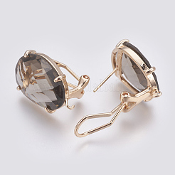 Faceted Glass Stud Earring Findings&nbsp;GLAA-F084-D08
