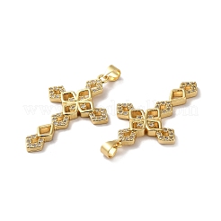 Rack Plating Brass Micro Pave Clear Cubic Zirconia Pendants&nbsp;KK-F853-03G