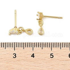 Brass Micro Pave Clear Cubic Zirconia Stud Earrings&nbsp;EJEW-R016-26G-02