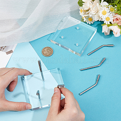 Square Clear Acrylic Crystal Rock Display Easels with 304 Stainless Steel Holder&nbsp;ODIS-WH0038-203