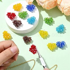 7Pcs 7 Colors Handmade Copper Wired Glass Beaded Heart Pendants&nbsp;PALLOY-CJ00101