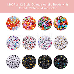 1200Pcs 12 Style Opaque Acrylic Beads&nbsp;MACR-PJ0001-04