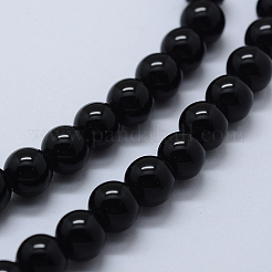 Natural Black Onyx Beads Strands&nbsp;X-G-P369-01-8mm