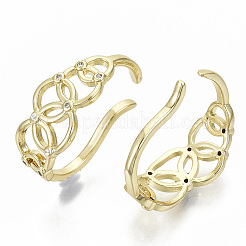 Brass Micro Pave Clear Cubic Zirconia Cuff Earrings&nbsp;EJEW-S201-203G-NF