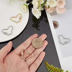 4Pcs 2 Colors Butterfly Brass Micro Pave Clear Cubic Zirconia Screw Carabiner Lock Charms&nbsp;KK-WR0001-05