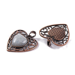 Natural Labradorite Peach Love Heart Pendants&nbsp;G-G158-01-12